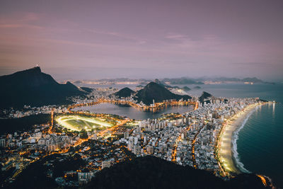 Aerial view of city at waterfront