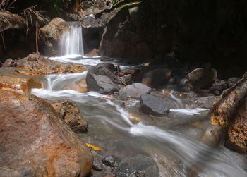 Scenic view of waterfall in forest