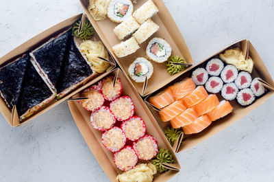 High angle view of food on table