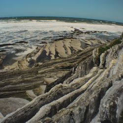 Scenic view of sea shore against sky