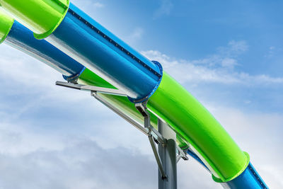 Low angle view of basketball hoop against sky