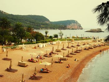 Panoramic view of people on beach