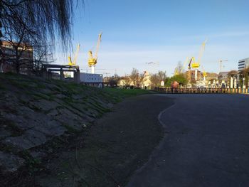 View of city street against sky