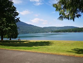 Scenic view of lake against sky