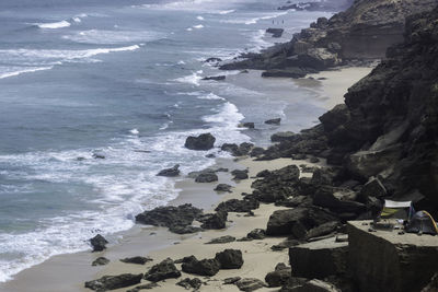 High angle view of beach