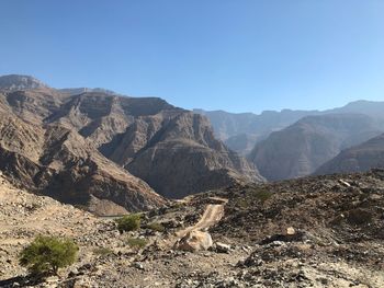 Scenic view of mountains against clear sky