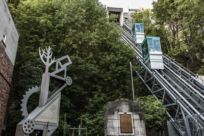 Low angle view of steps and building