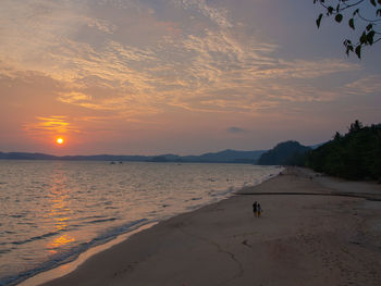 Scenic view of beach against sky during sunset