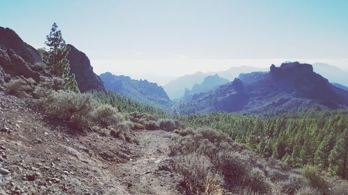 Scenic view of mountains against clear sky
