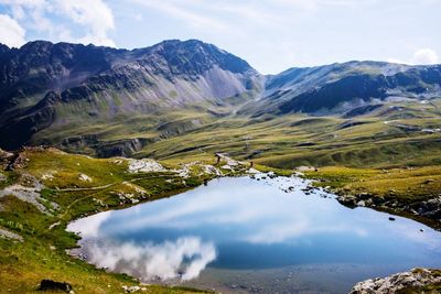 Scenic view of lake and mountains