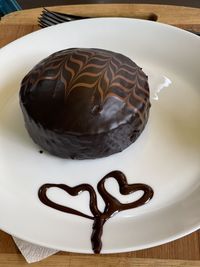 Close-up of chocolate cake on plate