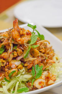 Close-up of meal served in plate