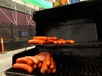 Pumpkins on barbecue grill