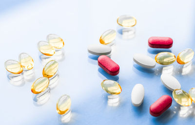 Close-up of medicines on table