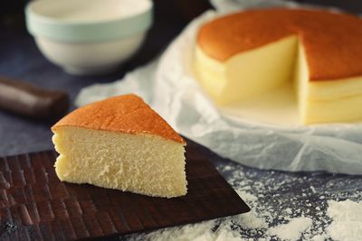 Close-up of bread in plate on table