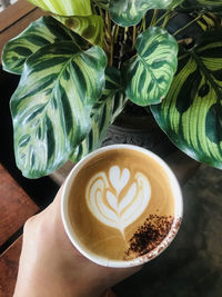 High angle view of coffee cup