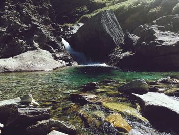 Scenic view of waterfall