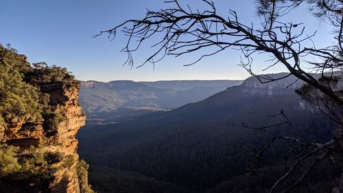 Scenic view of mountains against clear sky