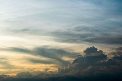 Low angle view of clouds in sky during sunset