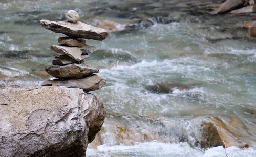 Fast flowing waterfall in the canadian rockies