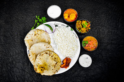 High angle view of breakfast on plate