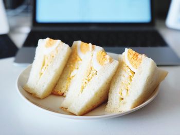 Close-up of bread in plate