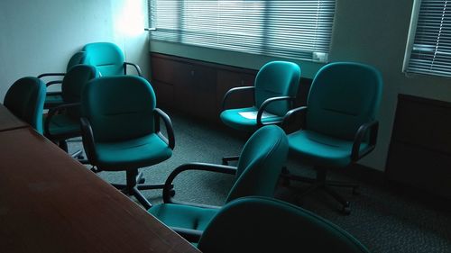 Close-up of empty seats in window