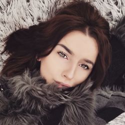 Portrait of beautiful woman in winter