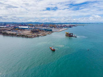 High angle view of sea against sky