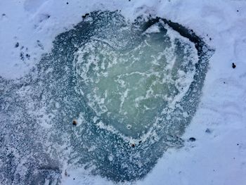 High angle view of frozen sea