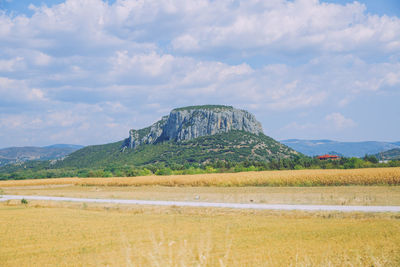 Scenic view of land against sky