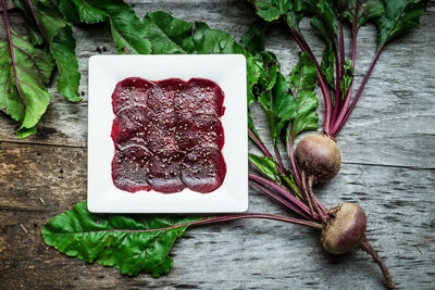 Close-up of plate of beetroots