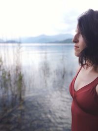 Woman standing in water