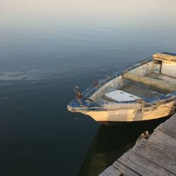 High angle view of pier over sea against sky