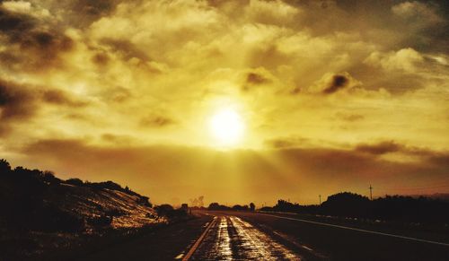 Dramatic sky over road