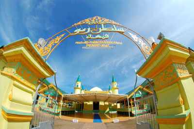 Low angle view of temple against sky