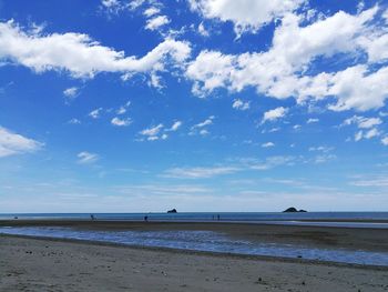 Scenic view of sea against cloudy sky