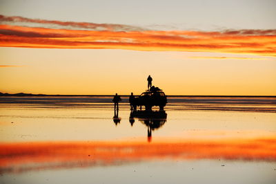 Scenic view of sea at sunset