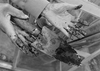 Close-up of man preparing food