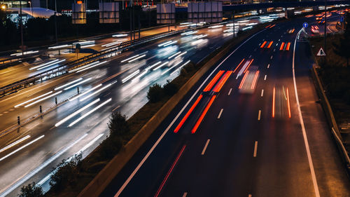 Long exposure of heavy commuter highway traffic on the a1 highway in las tablas