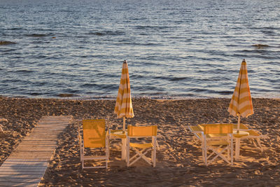 Chairs and tables on beach
