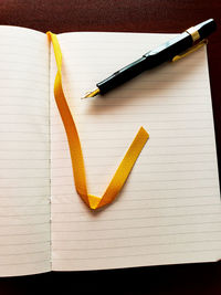 High angle view of pencil on table