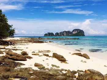 Scenic view of beach against sky