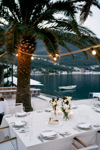 Place setting on beach