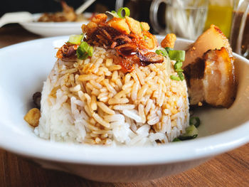 Close-up of food in plate on table