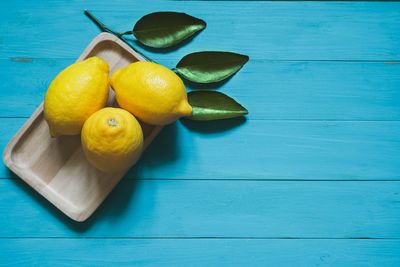 High angle view of fruits on table