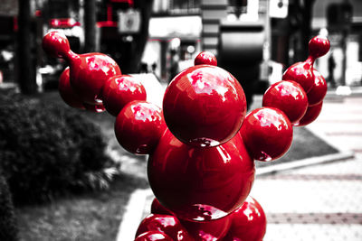 Close-up of red object on wall