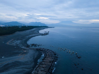 High angle view of sea against sky