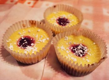 Close-up of cupcakes on table