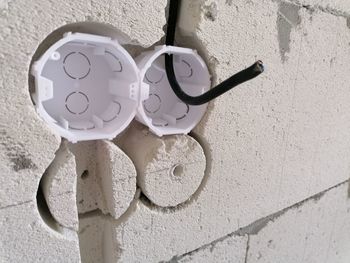 Close-up of text on wall